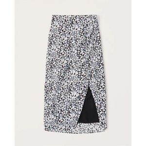 Ruched High Slit Midi Skirt